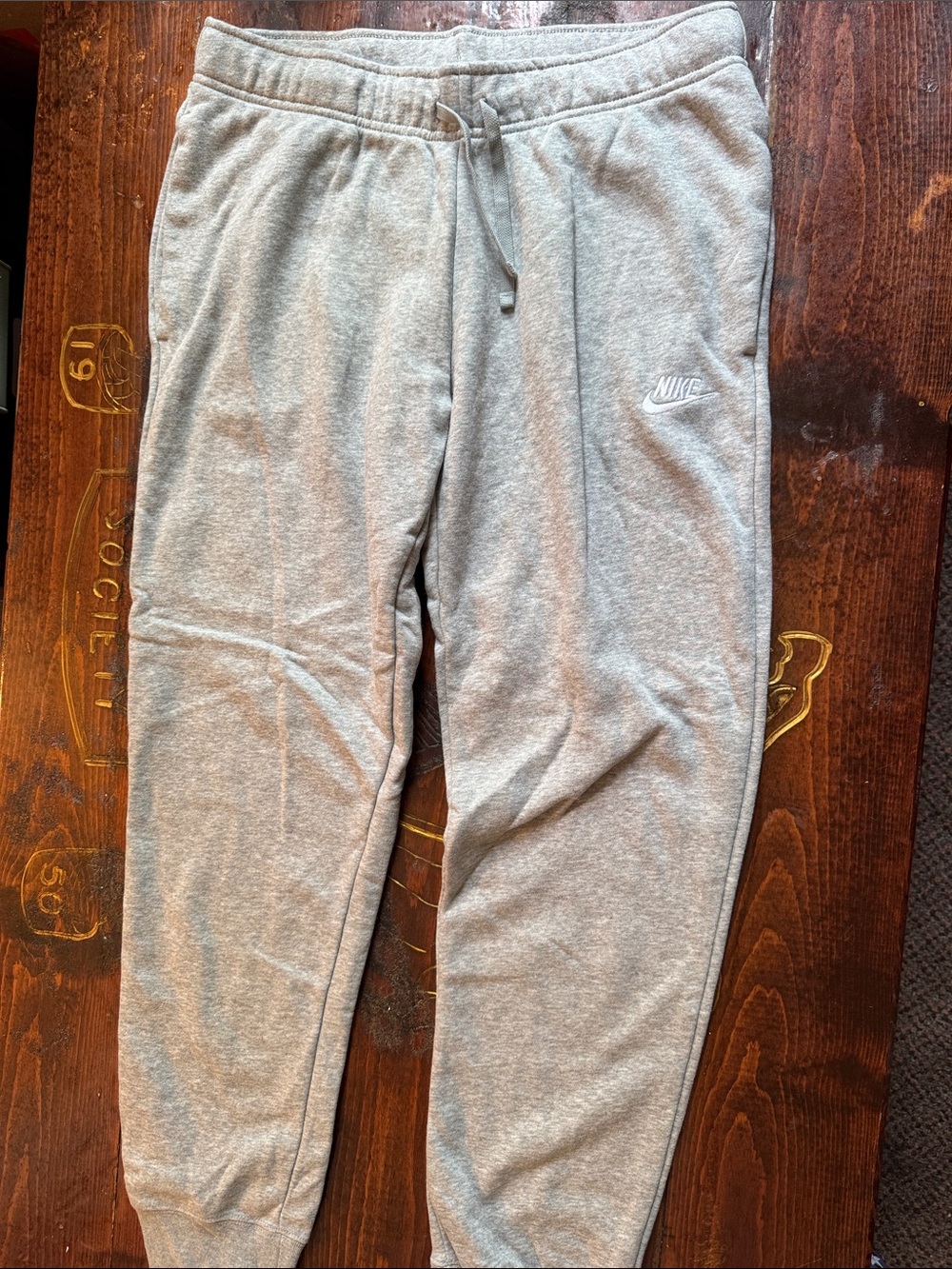 Nike Light Gray Fleece Joggers with Logo